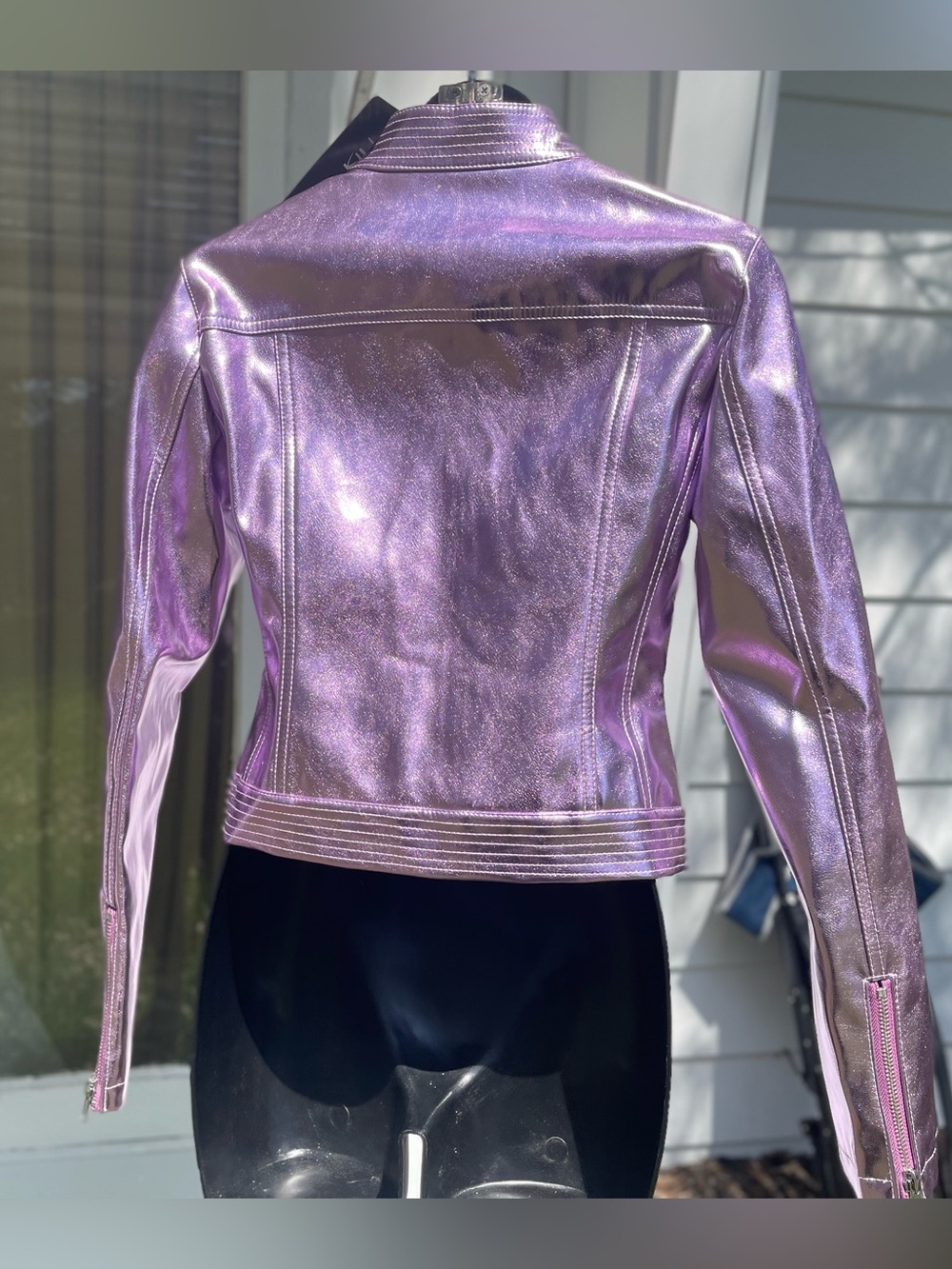NEW Custom Generation KISS Dolls Kill Pink Metallic Drama Moto Biker Jacket XS - Picture 8 of 14